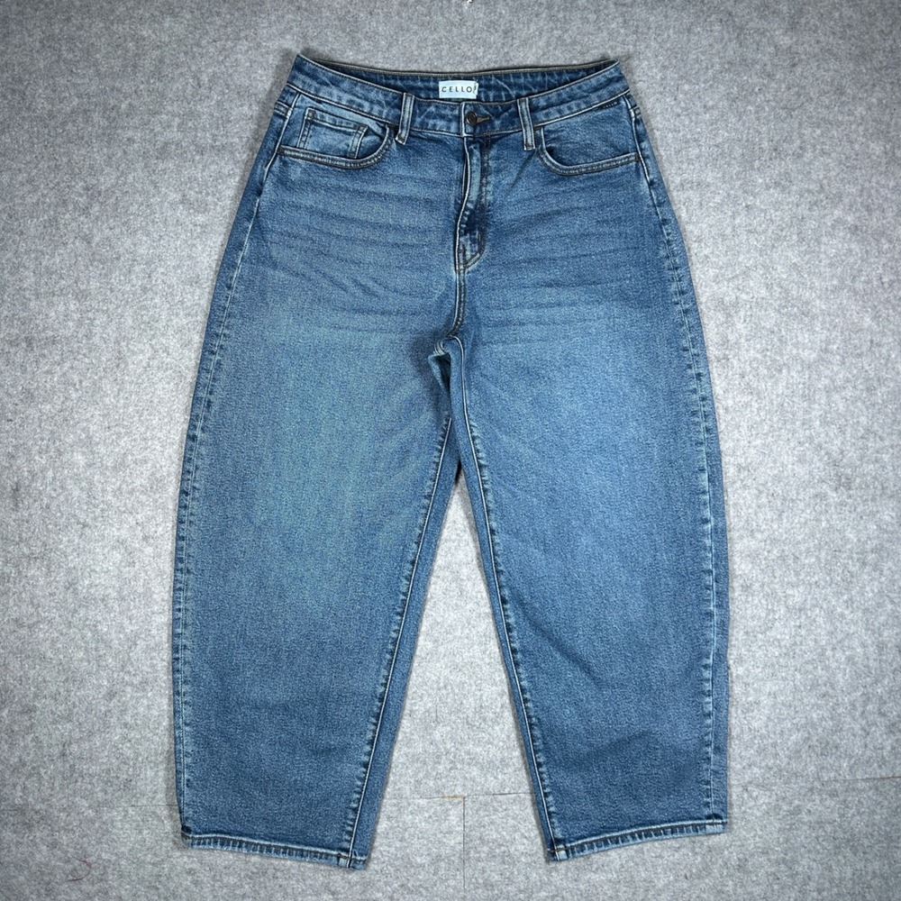 Cello Denim Jeans Women 5(30x26) Blue High Rise Barrel Leg Mom Jeans